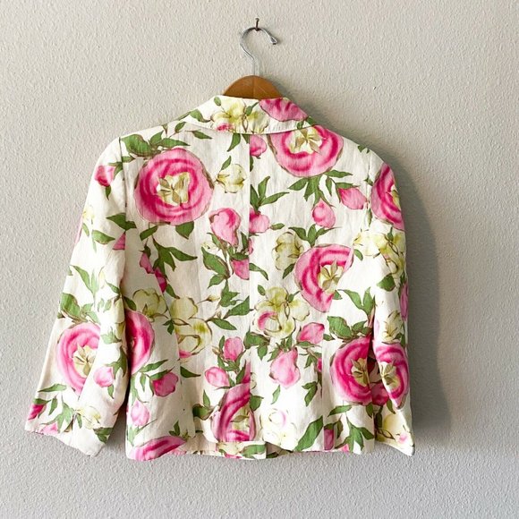 Ann Taylor LOFT petite light yellow floral linen - Picture 4 of 8